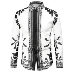 Men's Western totem tribe lapel long -sleeved shirt soft material 2023 new style casual outdoor men's top shirt