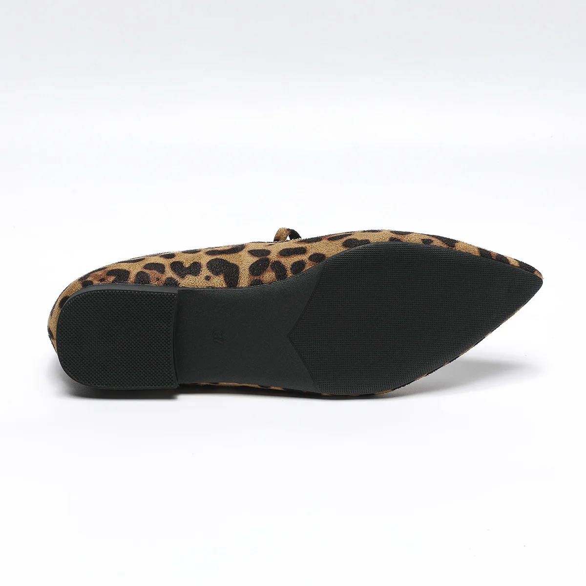 Sexy Shallow Mouth Pointed Toe Flat Ballet Dance Shoes Mary Jane Leopard Bow Shallow Mouth Single Shoes for Women