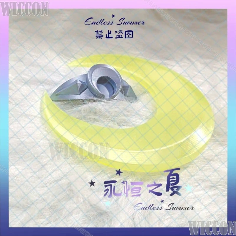 Disfraz de Cosplay Zibai, Accesorios para la Cabeza del Juego Genshin Impact, Accesorio 3D, Pendiente de Luna Amarilla para Mujer, Halloween, Navidad, Carnaval