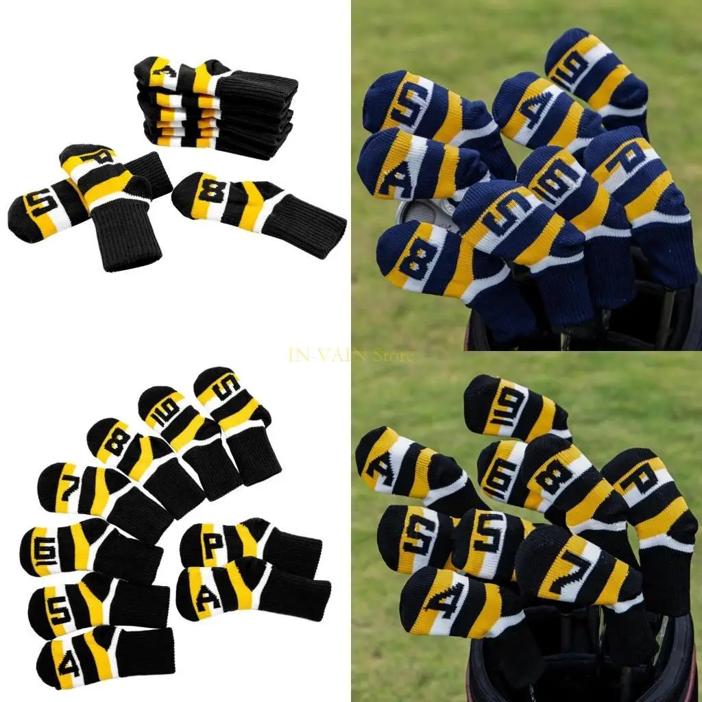 

M5TC 9pcs Golf Iron Iron Headcover Washable Golf Putter Golf Iron Head Covers для гольф -клуба Headcover Sets с номером подходит