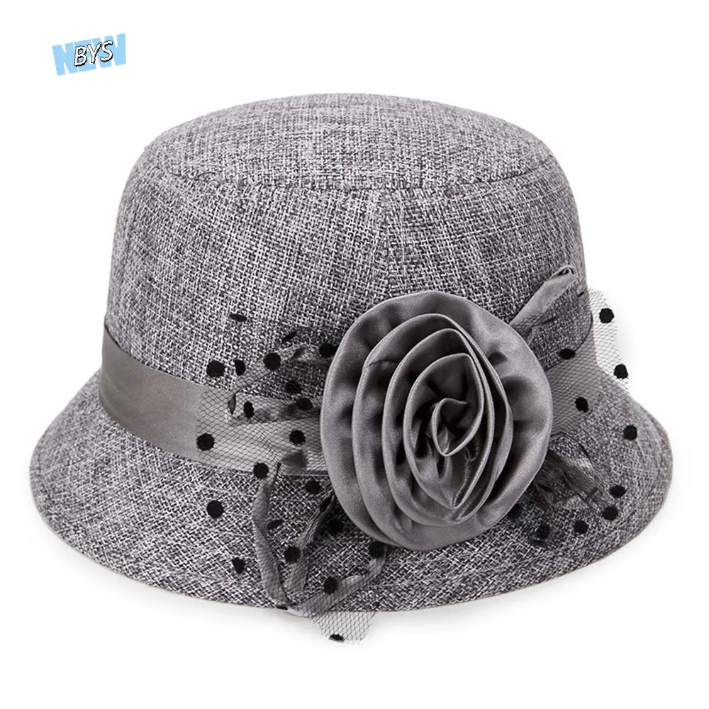 

Sunscreen Temperament Lady Bucket Hat Breathable Portable Flower Sun Fisherman Hat Solid Color Lightweight