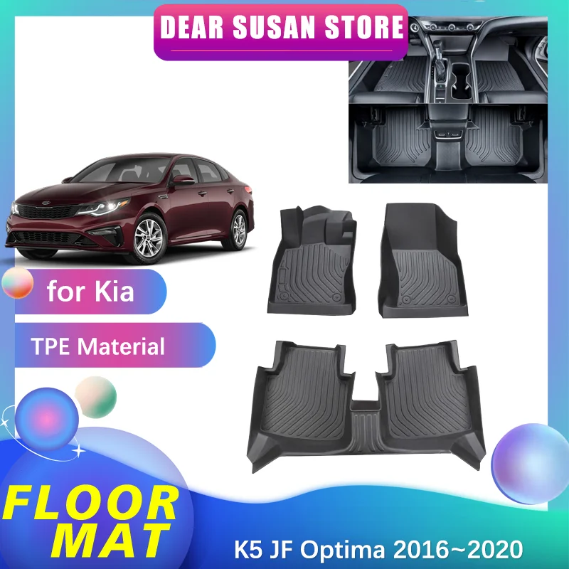 Car Floor Mat for Kia K5 JF Optima 2016~2020 2017 2018 2019 Panel Foot Parts TPE Liner Carpet Pad Custom Cover Rug Accessories