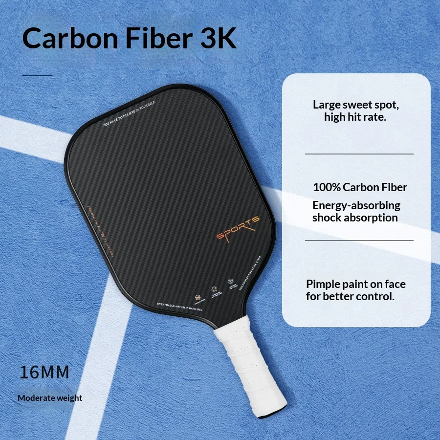 

Весло для пиклбола из углеродного волокна 3K, тефлоновое весло для пиклбола из углеродного волокна, профессиональное весло для пиклбола для соревнований