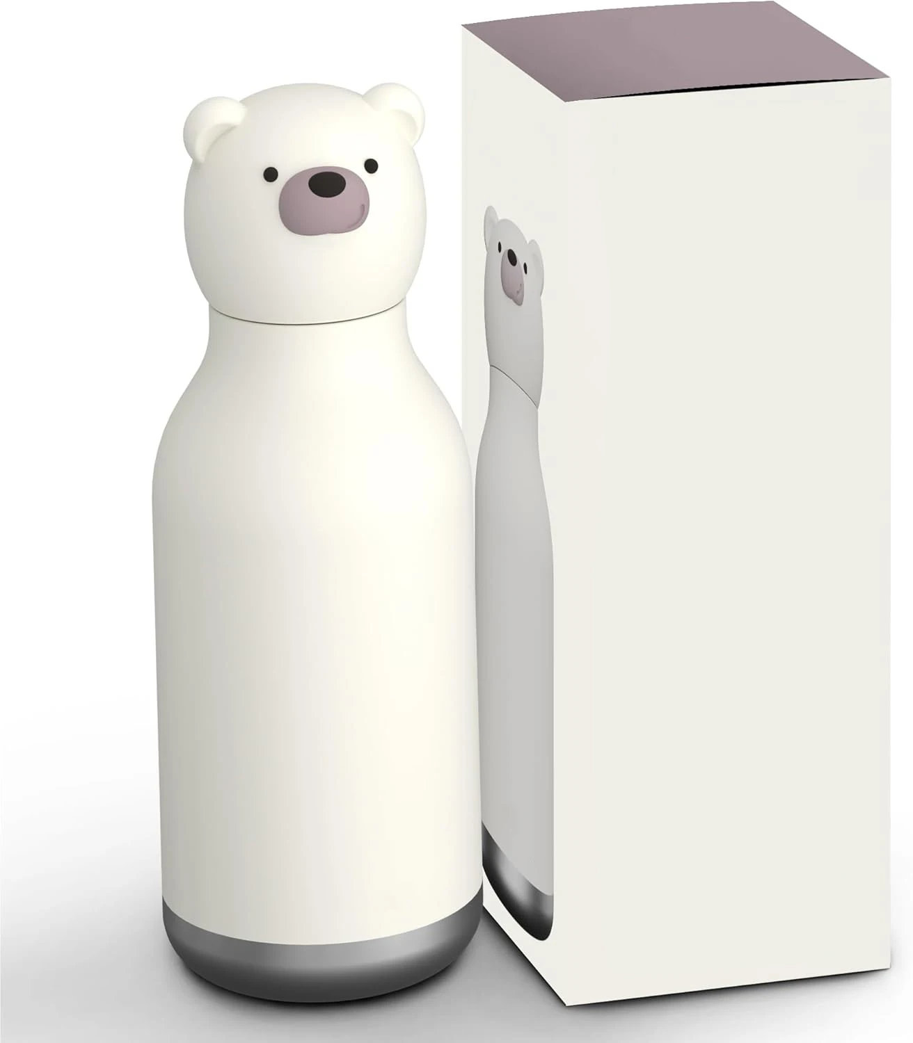 Bottle Insulated Stainless Steel Water Bottle with Detachable Soft Animal Head Fun Drinking For student and Teens16 Ounce (Bear)
