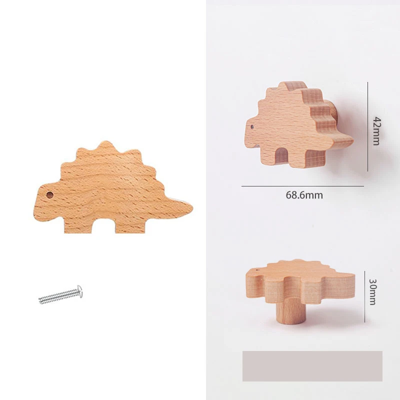 Cabinet door handle children\'s room creative cute little dinosaur cabinet door handle childlike drawer handle solid wood handle