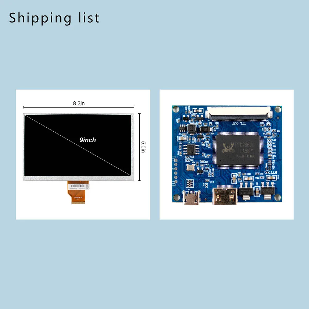 Universal Lcd Controller Board And 50Pin Rgb Fpc At090Tn10 Small Lcd Display 9Inch Lcd Display 800X480 4
