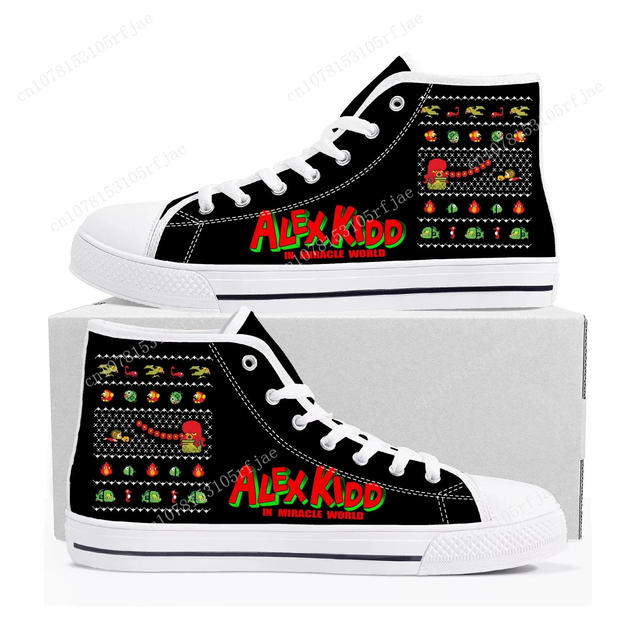 

Alex Kidd High Top Sneakers Cartoon Game Mens Womens Teenager Fashion High Quality Canvas Shoes Casual Tailor Made Sneaker