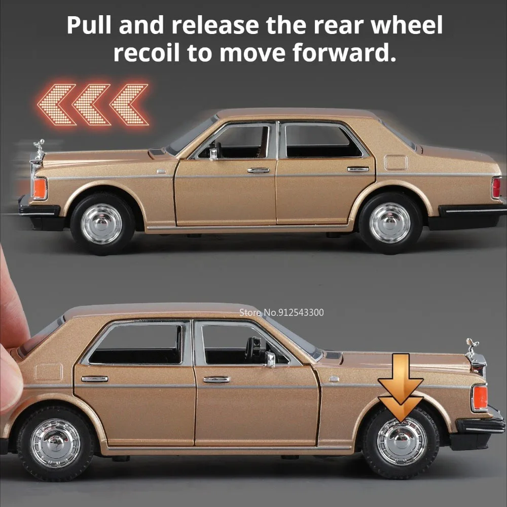 Silbersporn im Maßstab 1:32 ‌   Wraith Modellauto Spielzeug Metallgehäuse Gummireifen Musik Licht Zurückziehen Miniaturautos Modelle Weihnachtsgeschenke