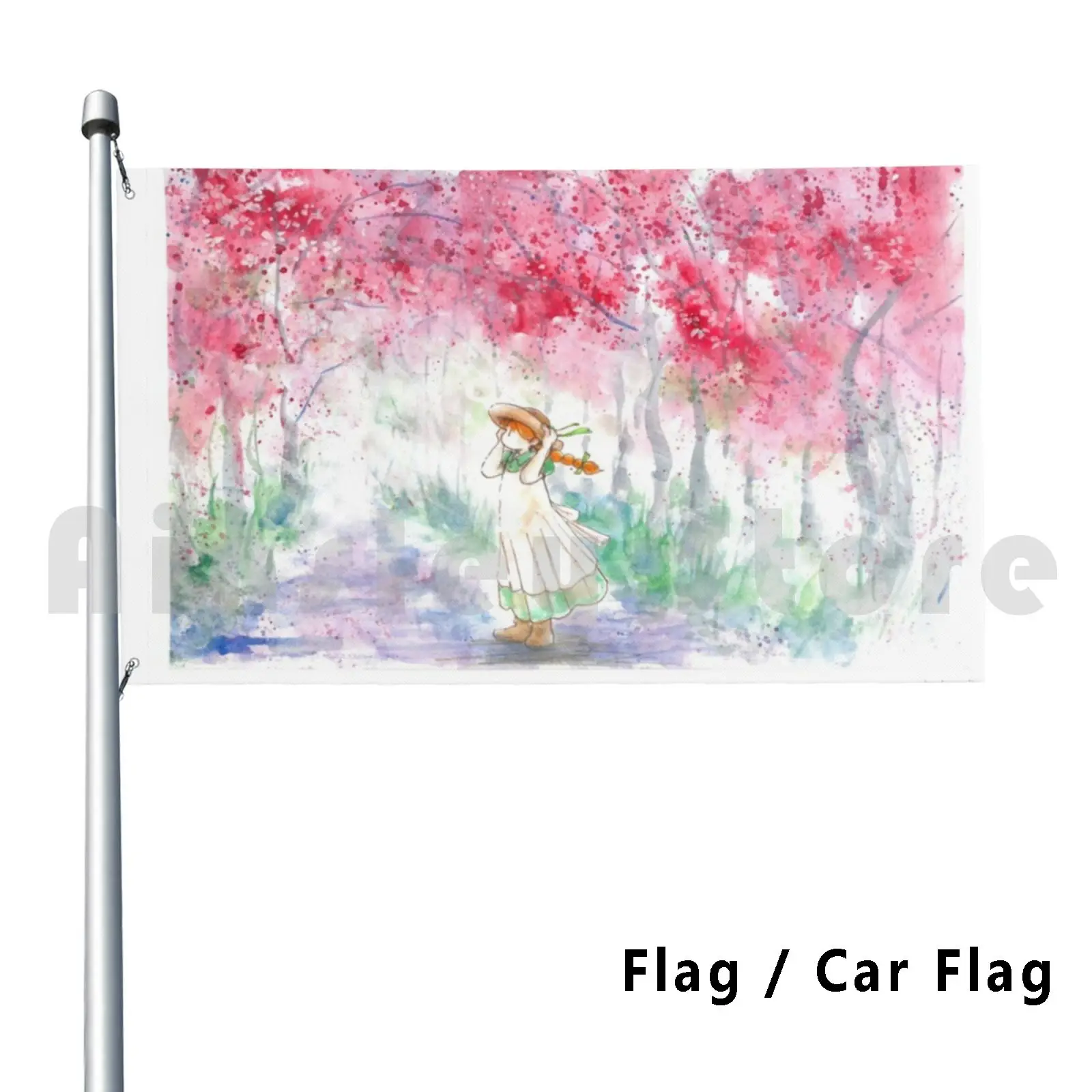 Anne Of Green Gables Flag Car Flag Funny Anne Anne Of Green Gables Cherry Blossom Spring