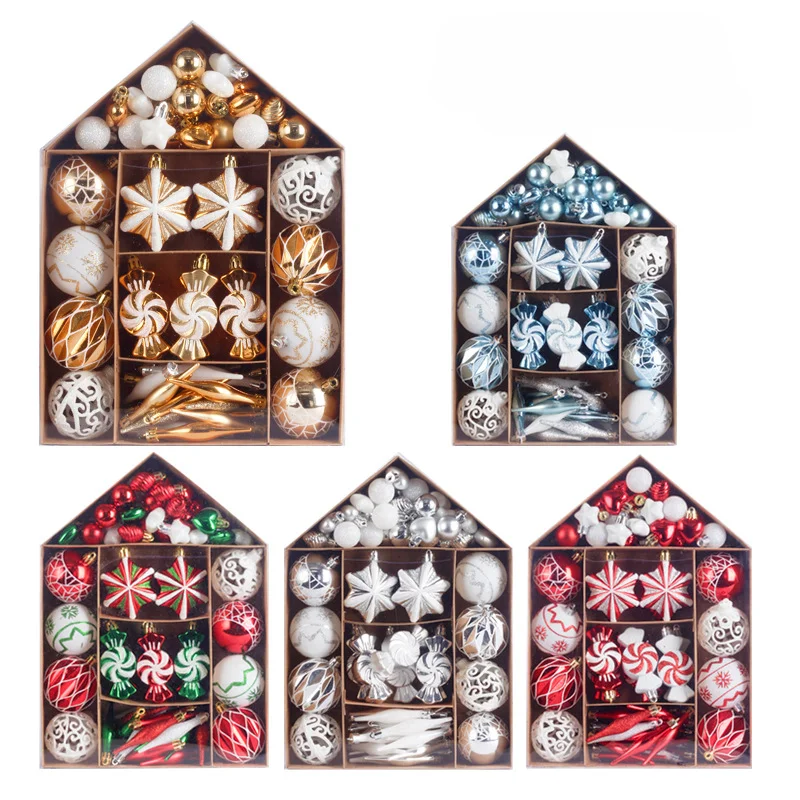 

73PCS House Painting Christmas Ball Set Fun Gift Pack Home Party Christmas Decorations Christmas Tree Atmosphere Pendant