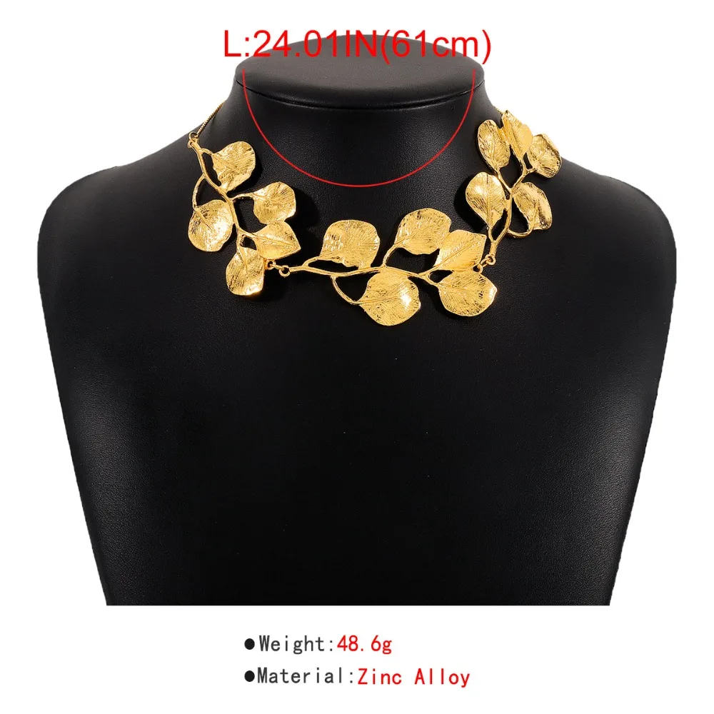 Fashion Exaggerated Leaf Pendant Golden Necklaces For Women Simple Chain Exaggerate Neck Jewelry Gift Wedding Steampunk