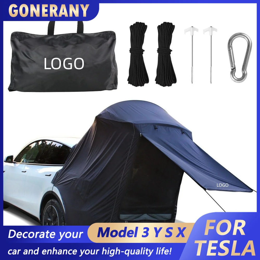 Camping Tent for Tesla Model Y 2023 2022 2021 2020 Tailgate Shade Awning Tent Tesla Accessories Anti-Tear & Waterproof