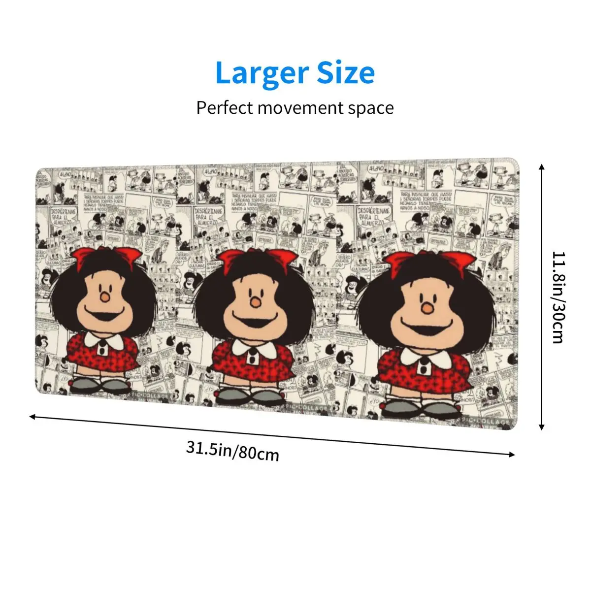 Mafalda Comic Large Mouse Pad Computer Keyboard Mouse Mat Gaming PC Laptop Desk Mat Office Accessories Table Mats