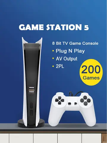 GS5 Game Station 5 Video Game Console With 200 Classic Games 8 Bit TV Consola Retro USB Wired Handheld Two Game Player AV Output