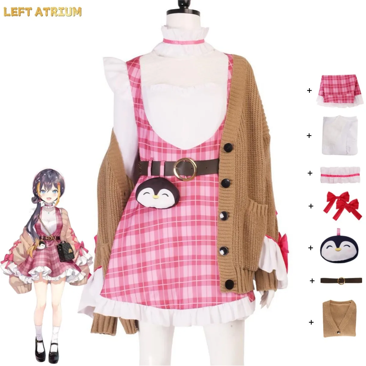 

Virtual YouTuber Petra Gurin Cosplay Costume NIJISANJI EN OBSYDIA Spring Knitted Sweater Jacket Grid Skirt Woman Cute Daily Suit