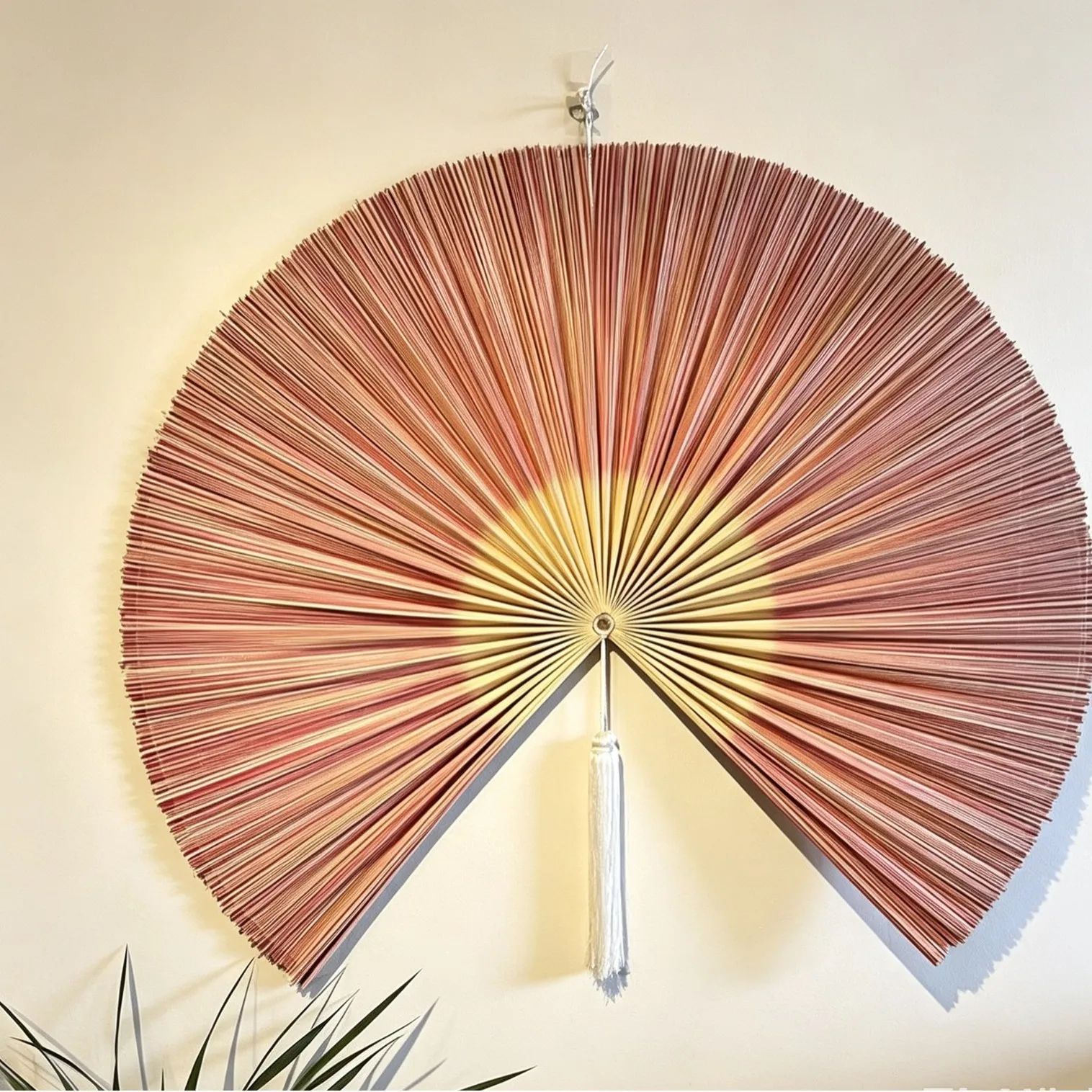 New Chinese-style Bamboo Woven Decorative Hanging Fan, Creative Wall Hanging Fan for Hotel Bedroom, Gift Decorative Fan image 3