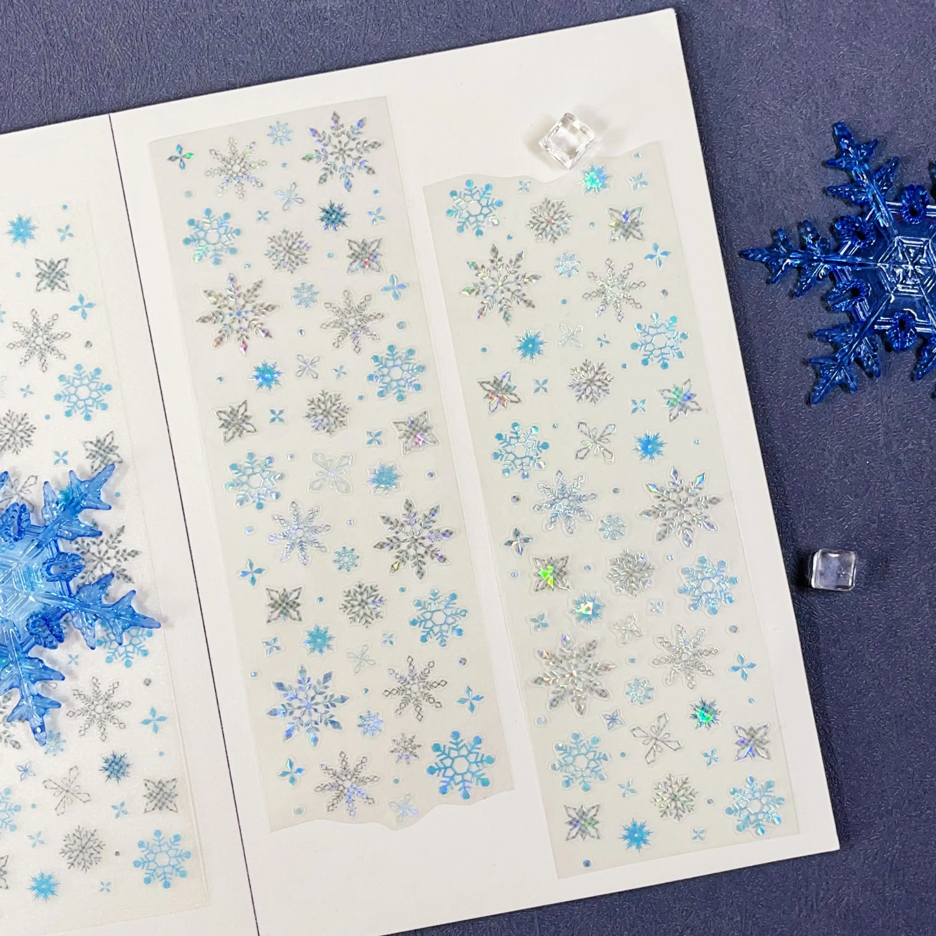 Winter Snowflake Die Cut Washi Pet Tape Sticker Roll (Salt Series) Basic Versatile for Journaling & Craft Projects