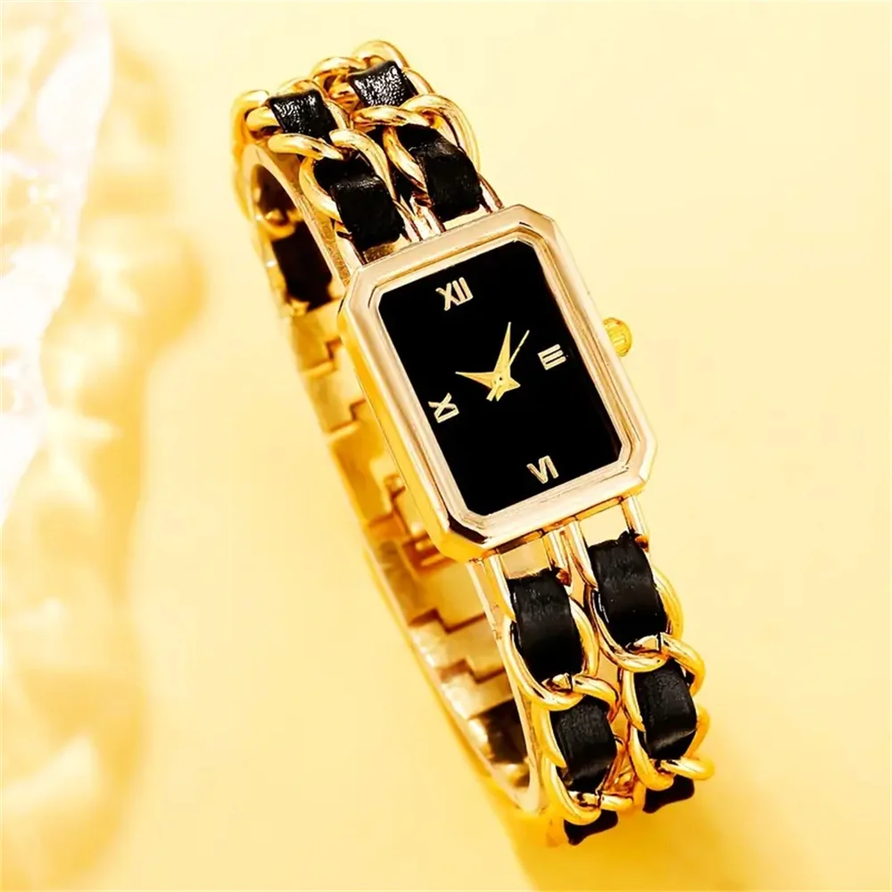 Элегантный комплект женских часов из 6 предметов — кварцевый механизм, квадратный корпус, ремешок из цинкового сплава, функция таймера — идеальный подарок на День святого Валентина