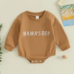 Infant Baby Boy Sweatshirt Jumpsuit Letter Embroidery Round Neck Long Sleeve Romper Toddler Clothes