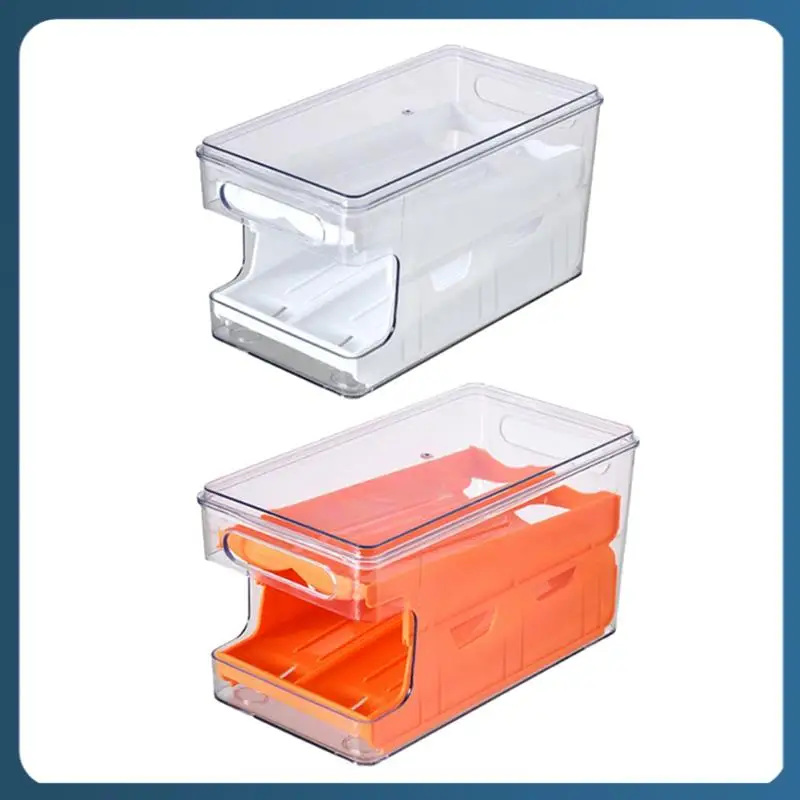 

AB02 2Pcs Egg Storage Box, Double Wall Container Food Refrigerator Drawer Organizer Container