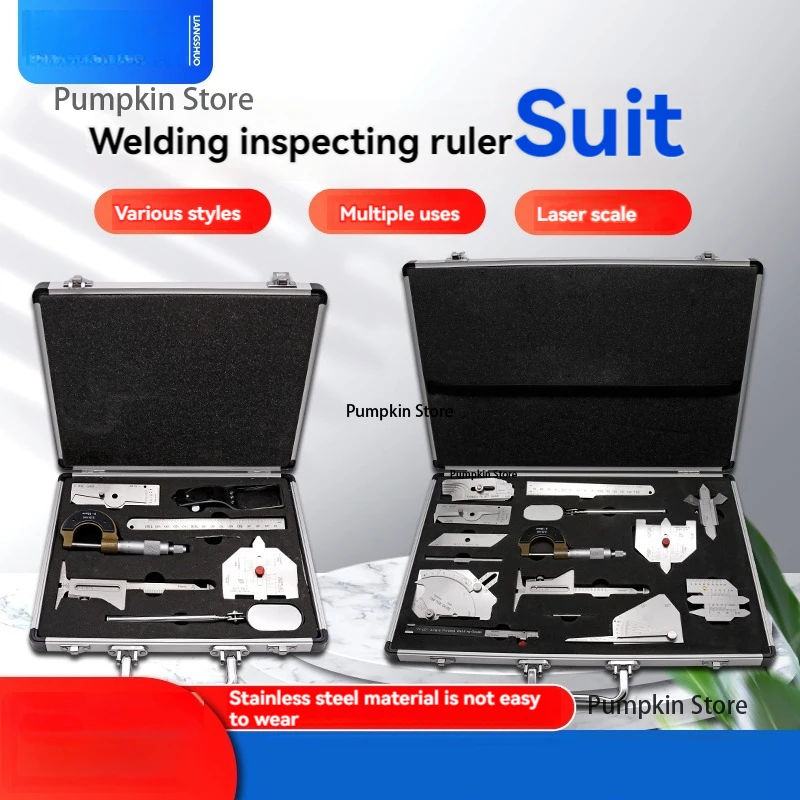 Welding seam inspection ruler and angle weld gauge combined welding measurement tool