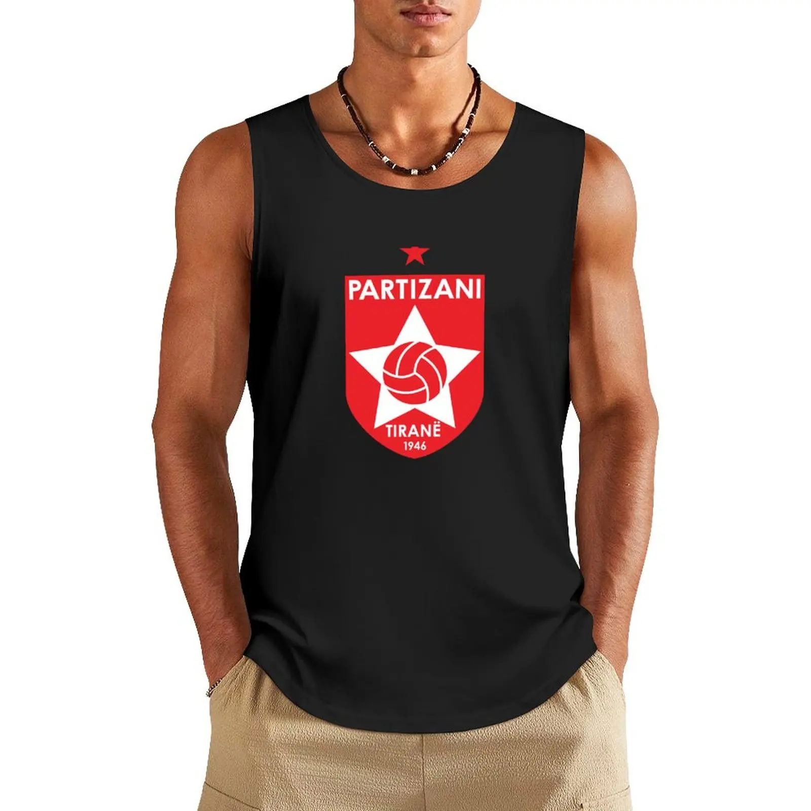 

FK Partizani Tirana Albania (New) Tank Top sleeveless man shirts men gym Men's tops gym top
