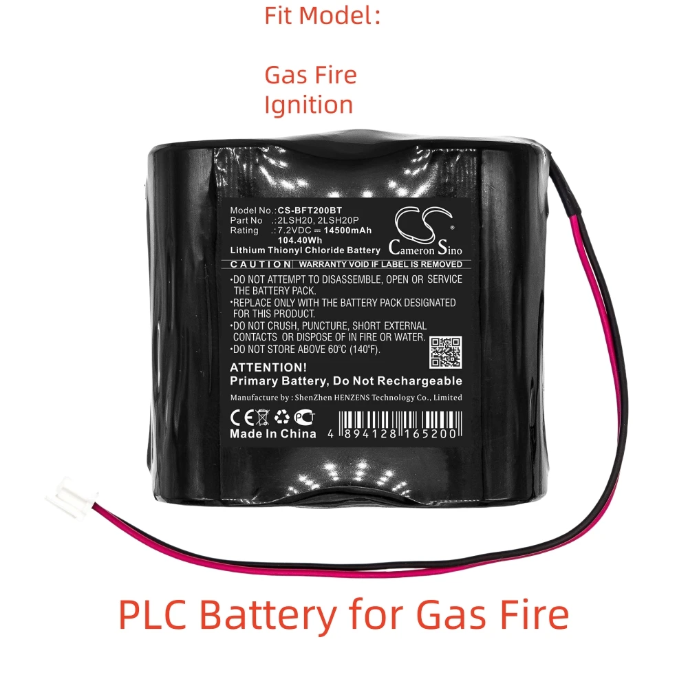 

Li-SOCl2 PLC Battery for Gas Fire,7.2V,14500mAh,Ignition,2LSH20 2LSH20P 2LSH20S 2S1PLSH20 2ER34615M 2S1PLSH2