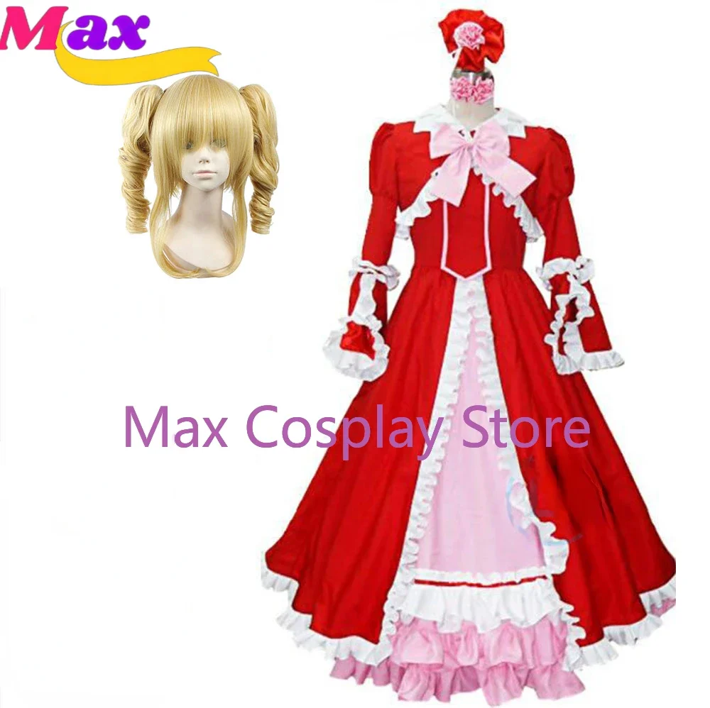

wby2 Kuroshitsuji Elizabeth Cosplay Costume Red Fancy Dress Lolita Dress Halloween Costumes for Women Custom Size