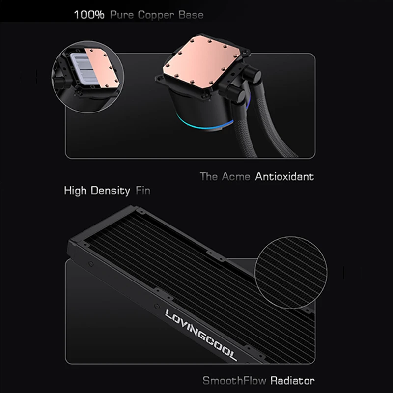 LOVINGCOOL YK-02 120/240/360 مبرد سائل ARGB abyss حلقة مرآة في الوقت الحقيقي عرض درجة الحرارة PWM مبرد مياه متكامل #3
