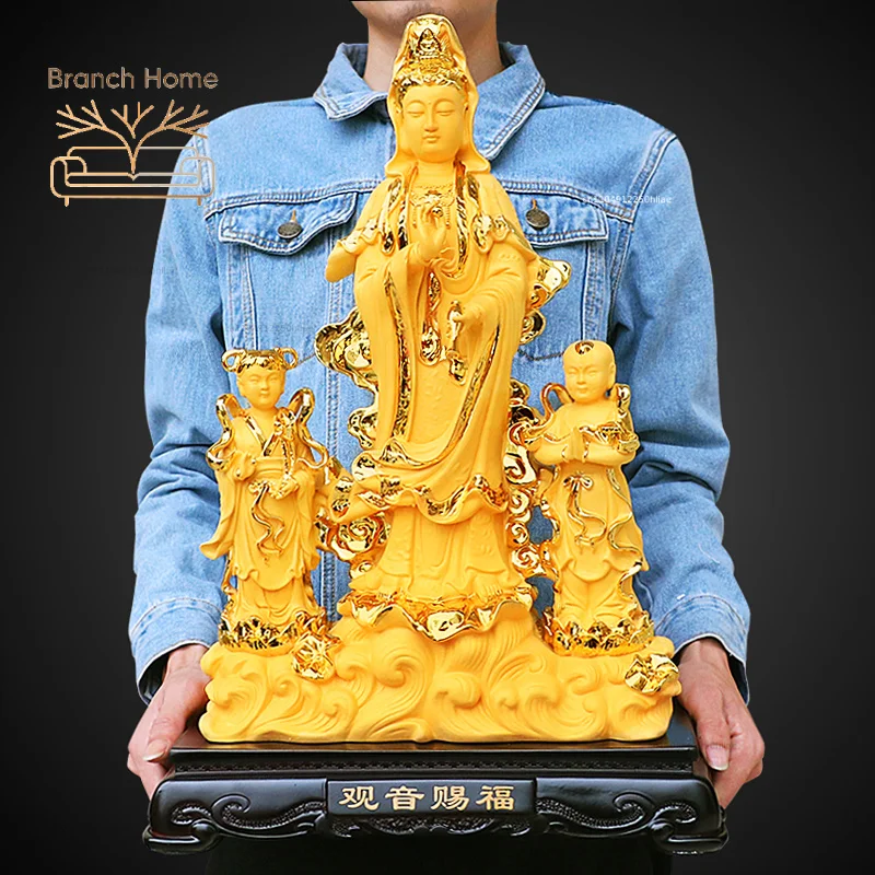 Nanhai Guanyin Ornaments Miniatures Guanyin Buddha Statues Housewarming Gift Living Room Buddhist Temple Figurines Decor Home