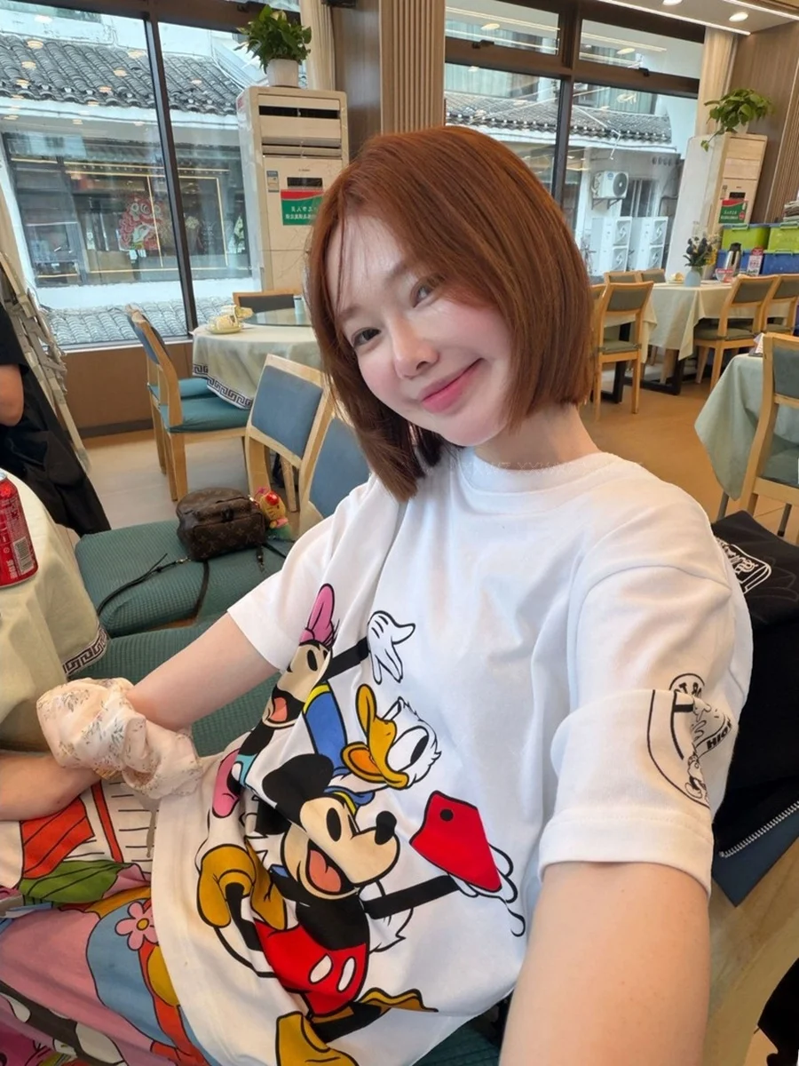 

plus Size Women's Summer New Style Cartoon Print round Neck Loose Short Sleeve T-Shirt Versatile Casual Comfortable Inner Wear