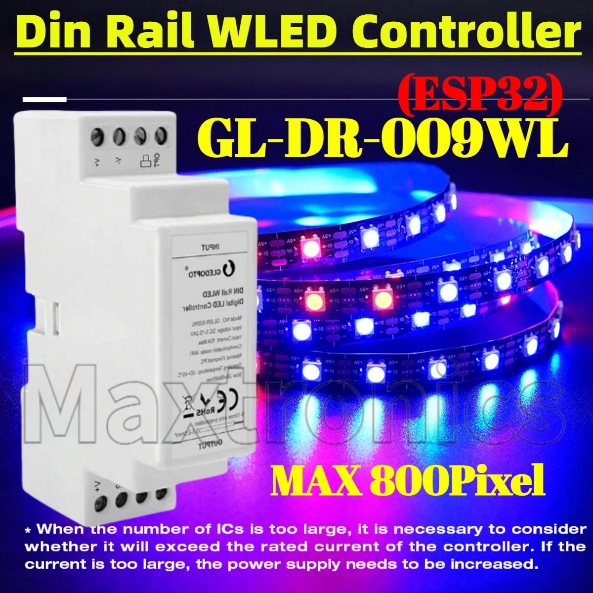 SK6812 WS2812 لتقوم بها بنفسك الوضع الديناميكي Max800 ESP32 Din السكك الحديدية WLED تحكم ل WS2811 TM1814 WS2813 WS2815 LED قطاع ضوء GL-DR-009WL #2