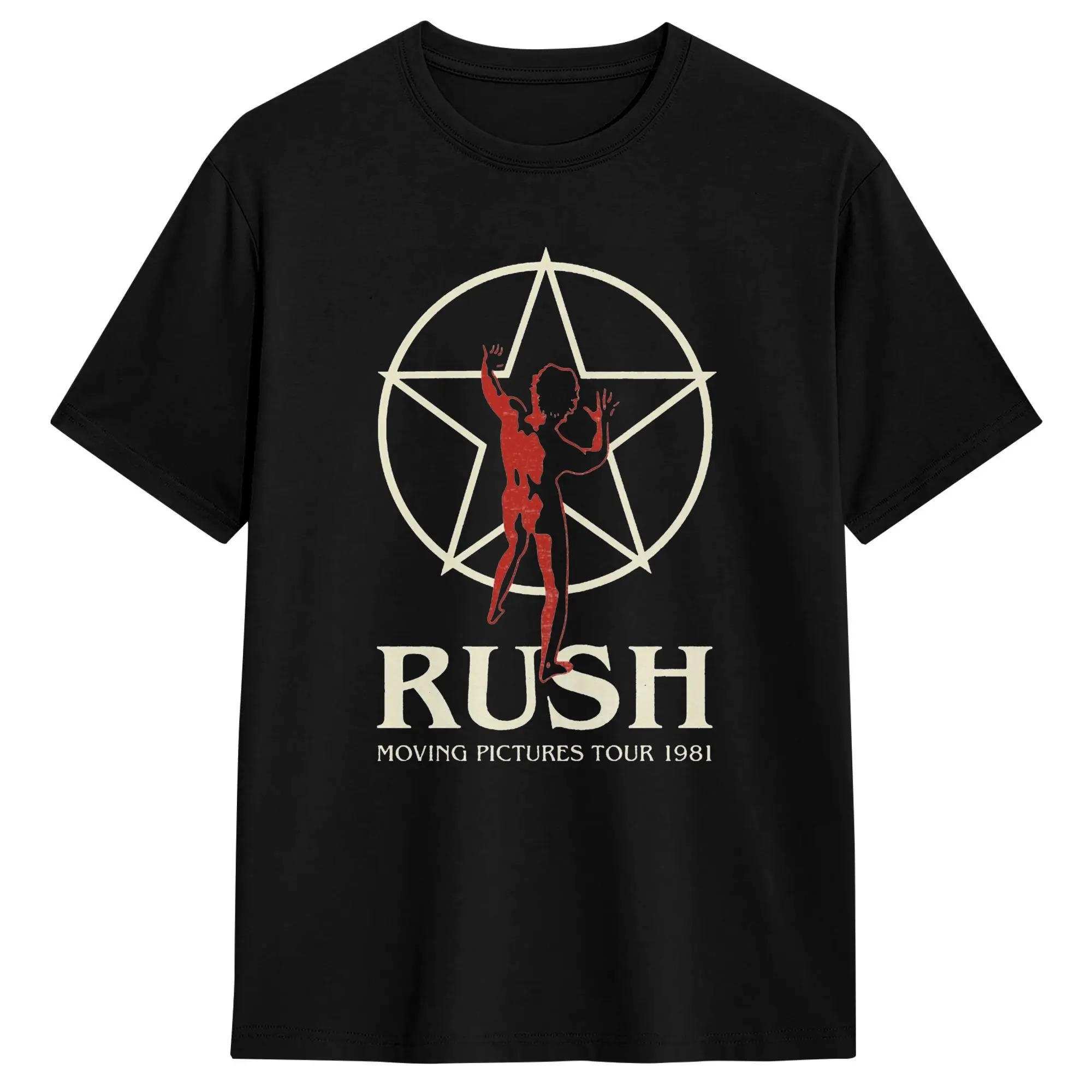 Rush Rock   Band 1981 Tour Tshirt For Men Women Cotton Top Tee Aesthetic  Round Neck Short Sleeve