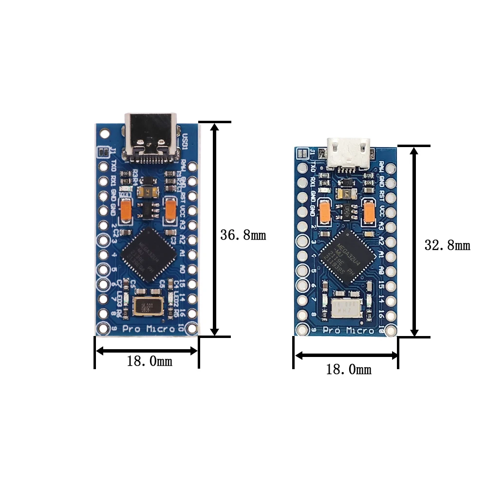 Type-C MINI USB Pro Micro For Arduino ATmega32U4 5V/16MHz 3.3V/8Mhz Module With 2 Row Pin Header Leonardo Usb Interface Board