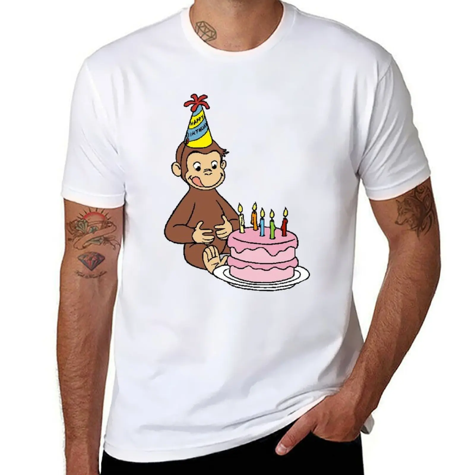 

Curious George birthday T-Shirt t shirts for man pack cotton t shirt man luxury T-Shirt