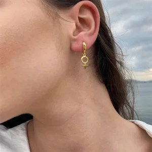 أقراط متدلية من الفولاذ المقاوم للصدأ للنساء ، رمز فينوس ، سحر البيان ، مجوهرات نسائية ، فخر مثليه ، أنثى أعلى 6 مبيعات أقراط مثلية - رقم 5