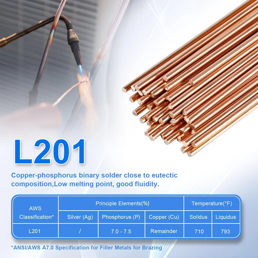 DT35BG 30Pcs Copper Brazing Rods, Phosphor Copper Solder, Phosphor Copper Round Welding Rod