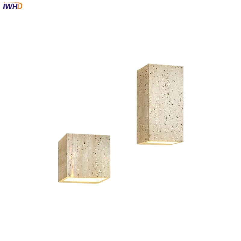 

IWHD Square Stone LED Wall Light Sconce Bedroom Living Room Home Decor Modern Nordic Bathroom Mirror Lights Fixtures Lamparas