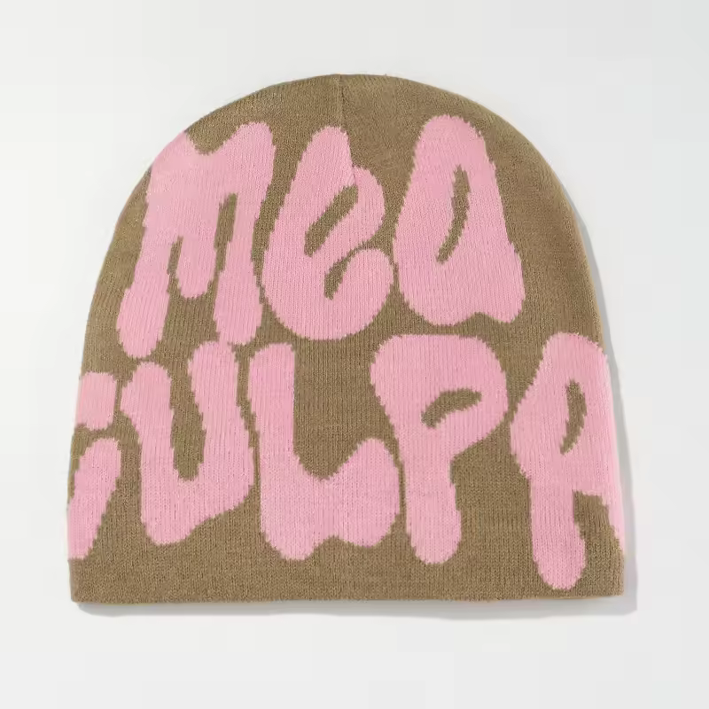 Mea Culpa Knitting Beanies Hat For Women Men Couple Y2K What's In Fashion Bonnet Kpop Wool Skullies Hoods Lady Caps Gorro шапка - Image 8