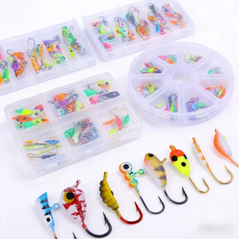 

Набор приманок для зимней рыбалки, 25-40 шт., светящиеся в темноте, с защитой от зацепов, со свинцовой головкой, специальные мягкие приманки для ловли толстолобика