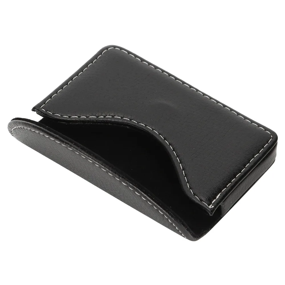 Leather Business Card Holder Magnetic Litchi Texture Card Box Invisible Closure Semi Circular Card Case Business Present