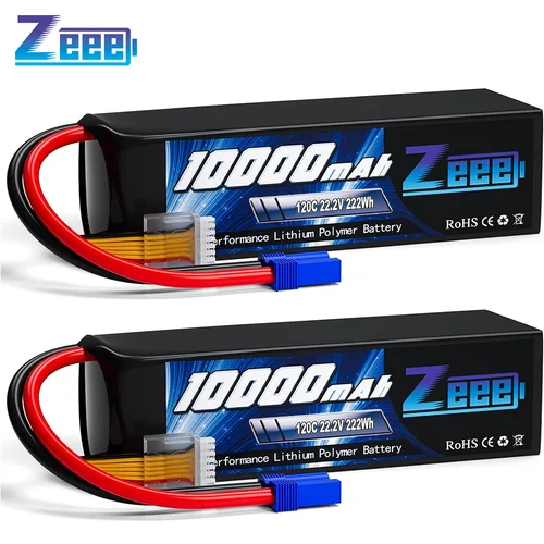 ZEEE Lipo FPV 드론 배터리 소프트 케이스, RC 자동차 데저트 보트 RC 모델 부품, EC5 플러그 포함, 6S 10000mAh 배터리, 22.2V 120C