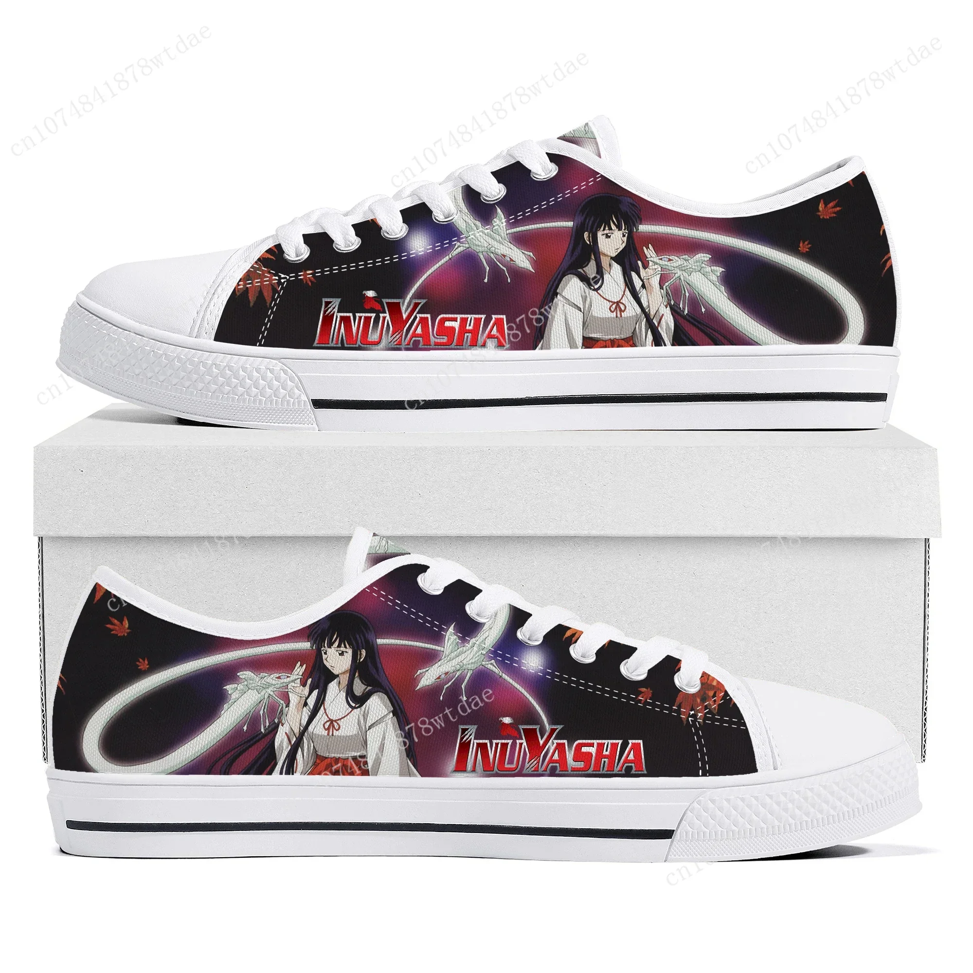 Kikyo Low Top Sneakers Womens Mens Teenager Inuyasha High Quality Canvas Sneaker Couple Anime Comics Manga Custom Made Shoes