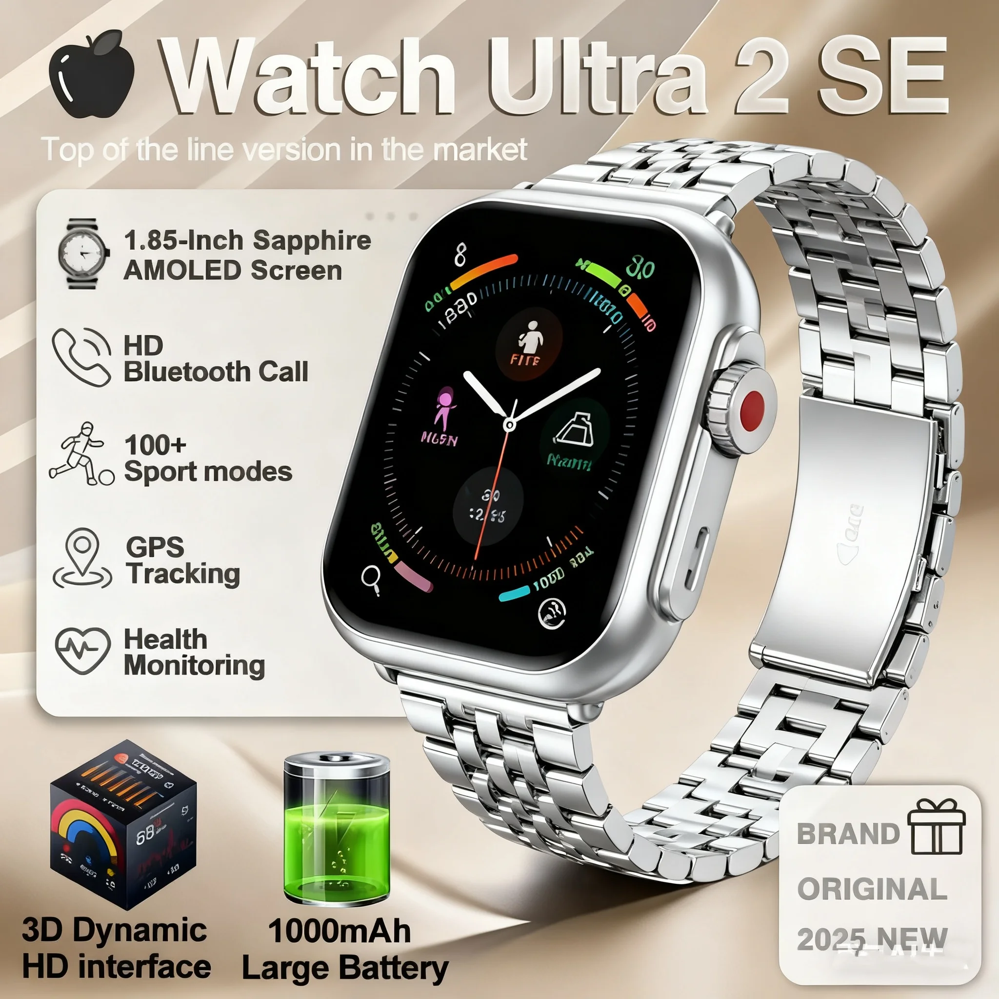 

IOS Compatible Smart Bracelet Ultra SE for Men & Women 1000mAh Battery GPS AMOLED Display Bluetooth Call Waterproof Sport Watch