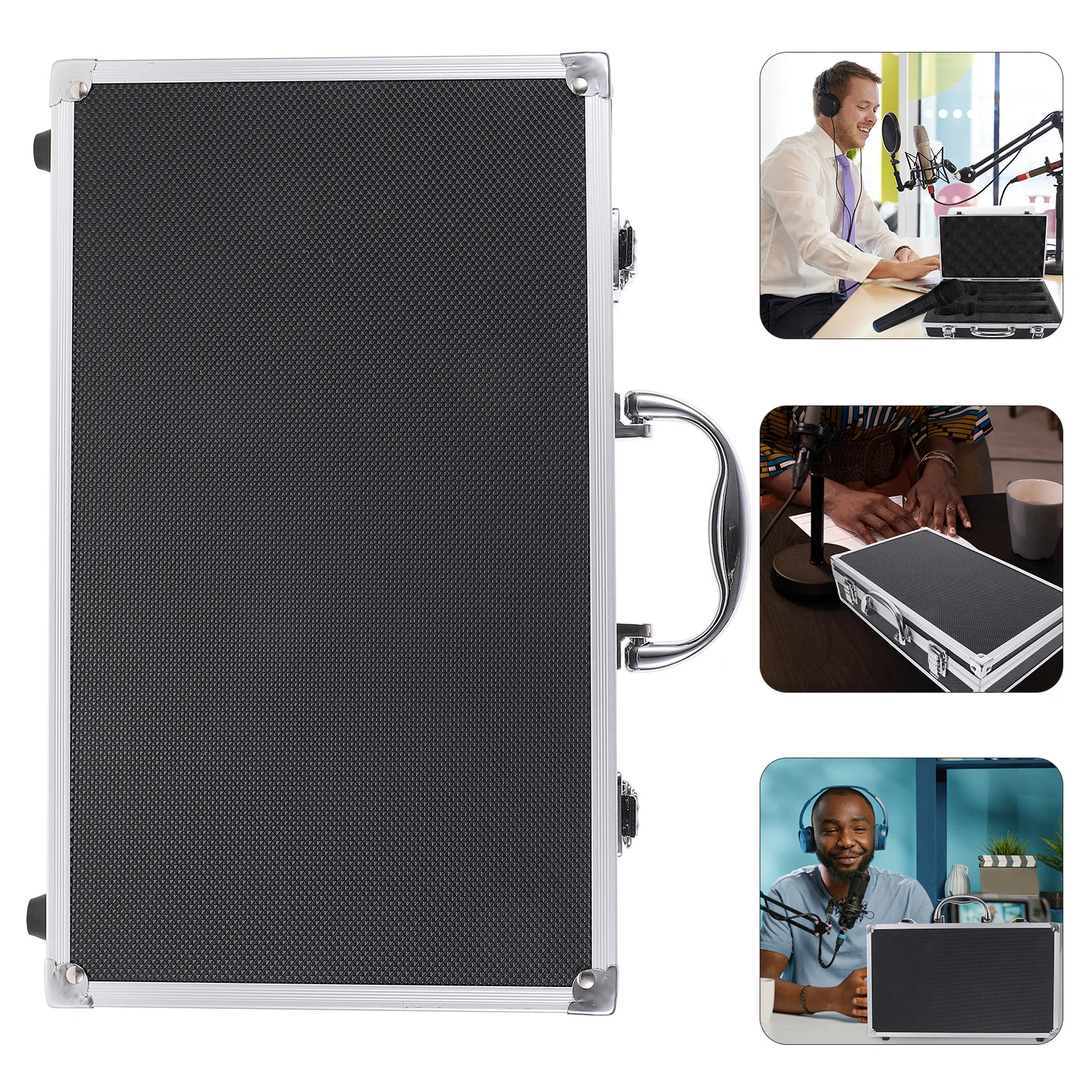 

Dual Compartment Microphone Storage Box Protective Suitcase for Wireless Mics Audio Gear Portable Design Microphone Suitcase