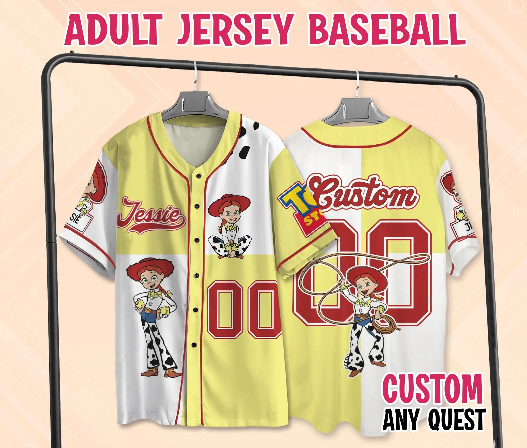 Custom Disney Toy Story Baseball Jersey Collection Choose Toy Characters Shirts Custom Name Kid Youth Adult Jersey Camicia Uomo