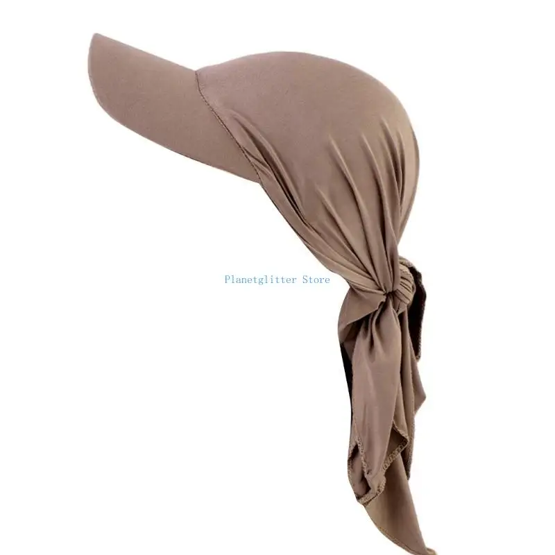 

652B Woman Girl Baseball Hat with Tie Turban Adult Hot Day Hat Gathering Teens Sunproof Hat for Camping Travling Fishing