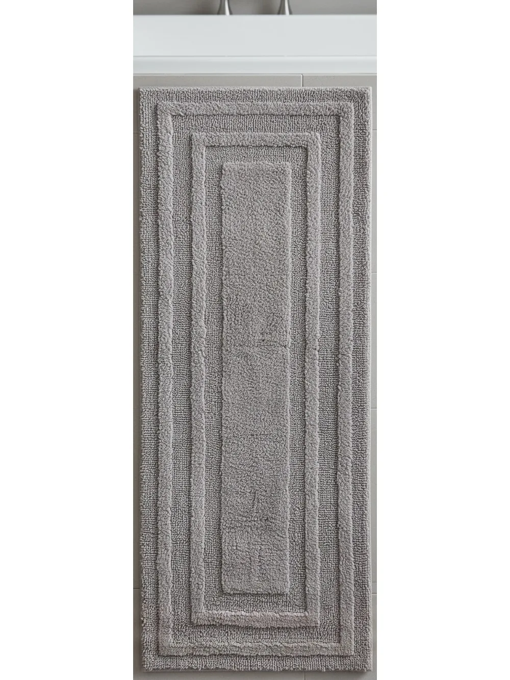 

Soft Plush Cotton Bathroom Runner Rug, Highly Absorbent Quick-Dry Non-Slip Backing, 22x60 Inch Grey Mat for Home Decor