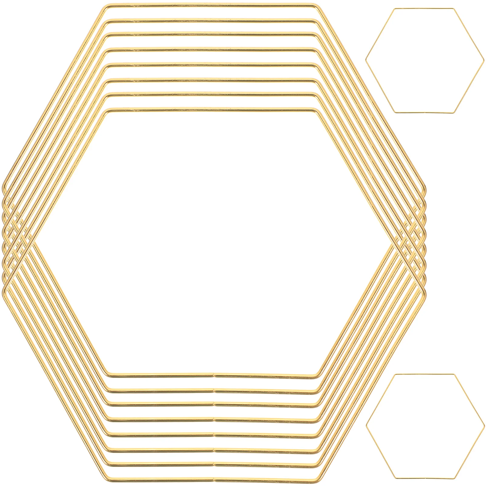 

10 Pcs Golden Hexagon DIY Wreath Ring Dream Catcher Making Tool Tinsel Garland Metal Hoops Iron Rings Tassel
