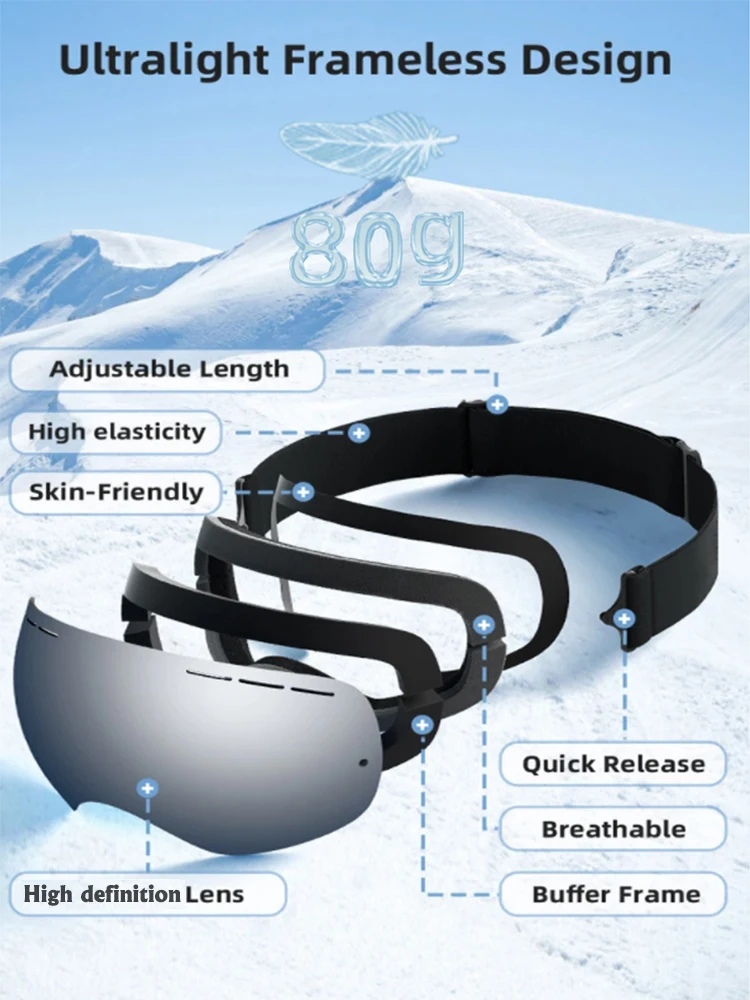 2025 Adult Snowmobile Glasses Winter Men Women High Definition Lens WindProof DustProof SandProof Skiing Glasses